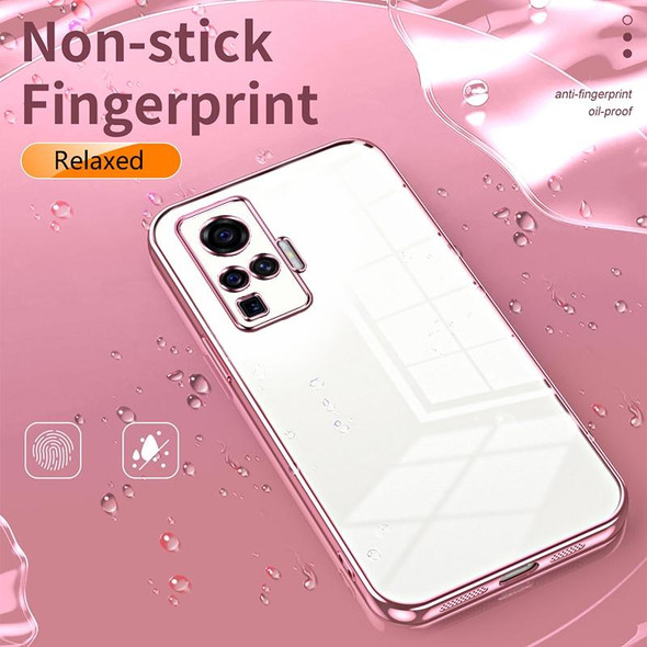 For vivo X50 Pro Transparent Plating Fine Hole Phone Case(Pink)