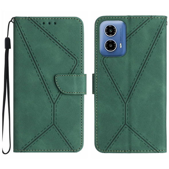 For Motorola Moto G04 / G24 Stitching Embossed Leather Phone Case(Green)