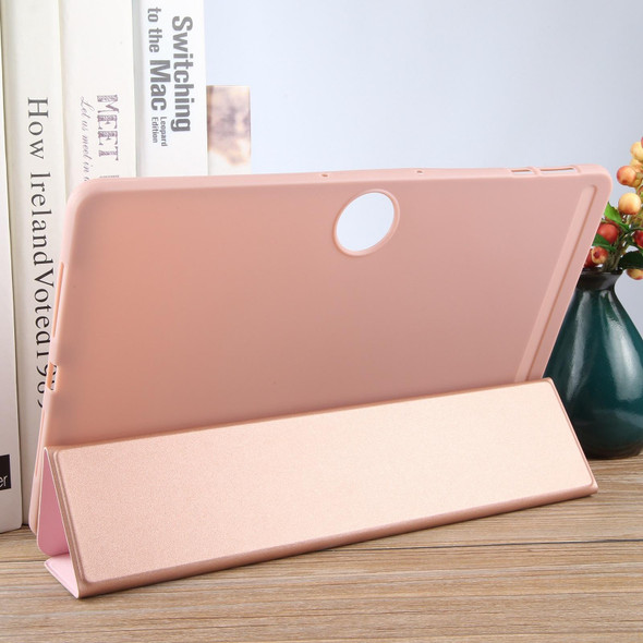 For Honor Pad 9 Tri-fold Silicone Leather Tablet Case(Rose Gold)