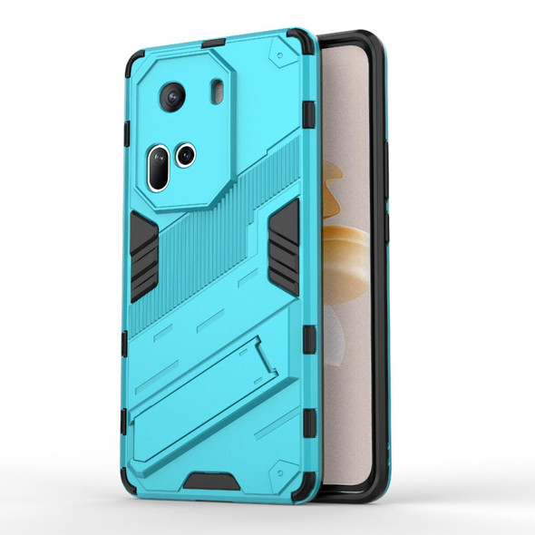 For OPPO Reno11 5G Global Punk Armor 2 in 1 PC + TPU Phone Case with Holder(Blue)