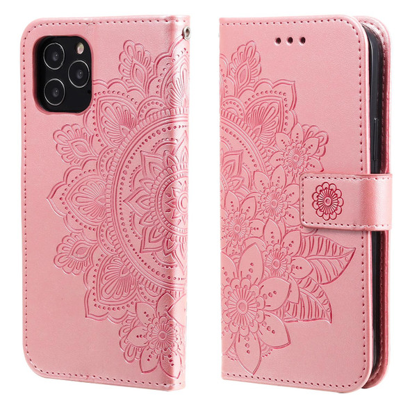 7-petal Flowers Embossing Pattern Horizontal Flip PU Leatherette Case with Holder & Card Slots & Wallet & Photo Frame - iPhone 11 Pro Max(Rose Gold)