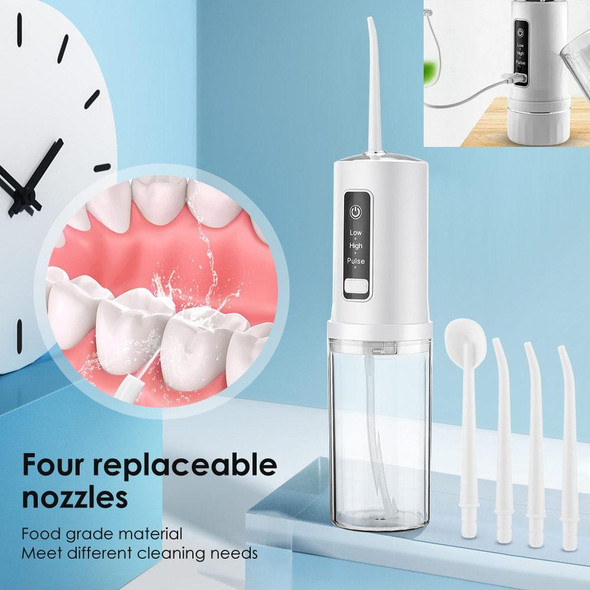 Portable Storable Tooth Flosser Smart Teeth Cleaning Instrument Household Teeth Cleaner With 4pcs Nozzles