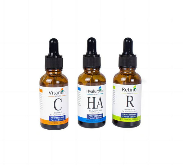 Face Serums Set- Vitamin C, Hyaluronic Acid & Retinol Vitamin C Serum / Retinol Serum / Hyaluronic Acid Serum