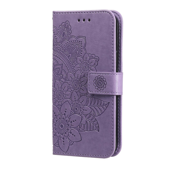 7-petal Flowers Embossing Pattern Horizontal Flip PU Leatherette Case with Holder & Card Slots & Wallet & Photo Frame - iPhone 11(Purple)