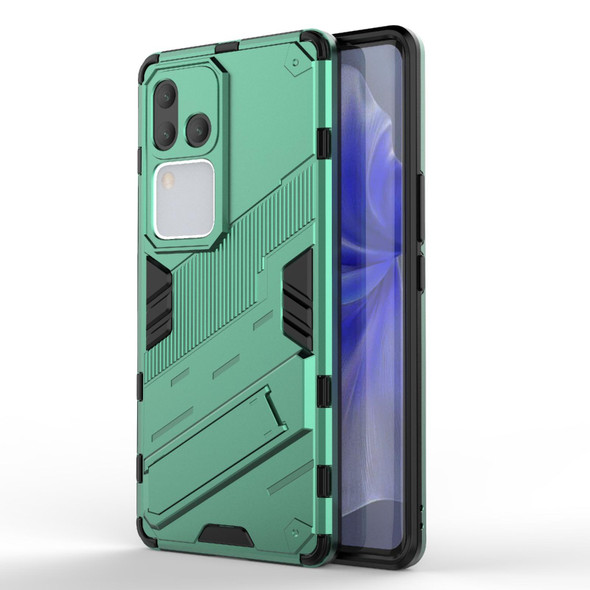 For vivo S18 5G Punk Armor 2 in 1 PC + TPU Phone Case with Holder(Green)