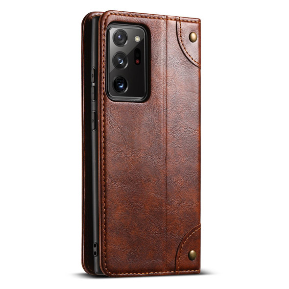 For Samsung Galaxy A13 5G Suteni Baroque Calf Texture Buckle Wallet Leather Phone Case(Khaki)