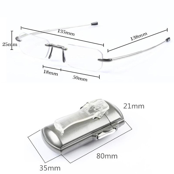 100 Degrees With Lighter Shape Clip Belt Case Anti-Blue Light Rimless Folding Presbyopia Glasses