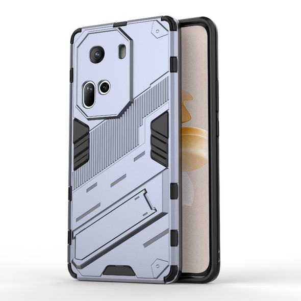 For OPPO Reno11 5G Global Punk Armor 2 in 1 PC + TPU Phone Case with Holder(Grey)