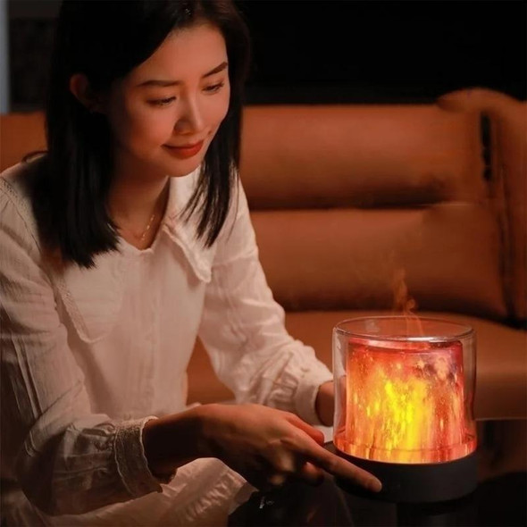 Colorful Light Flame Aromatherapy Humidifier Home Ambient Light Desktop Fragrance Diffuser(Gray)