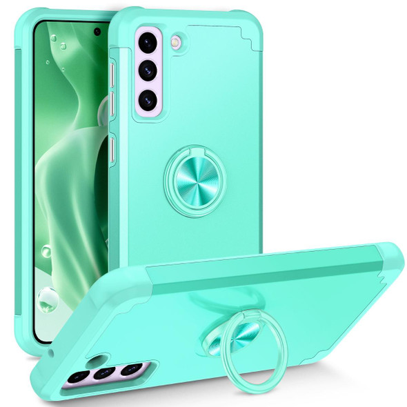 For Samsung Galaxy S21 FE 5G L2 Rotating Ring Holder Magnetic Phone Case(Mint Green)