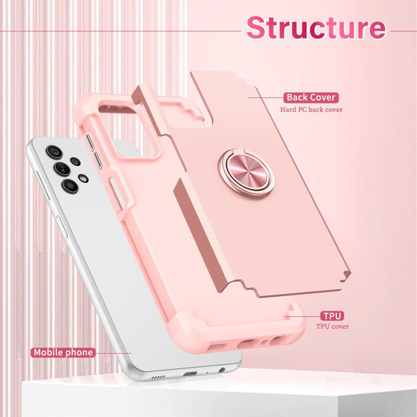 For Samsung Galaxy A13 4G / 5G / A32 5G L2 Rotating Ring Holder Magnetic Phone Case(Rose Gold)