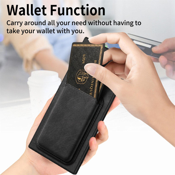 For Samsung Galaxy Note20 Ultra Retro Leather Card Bag Magnetic Phone Case(Black)