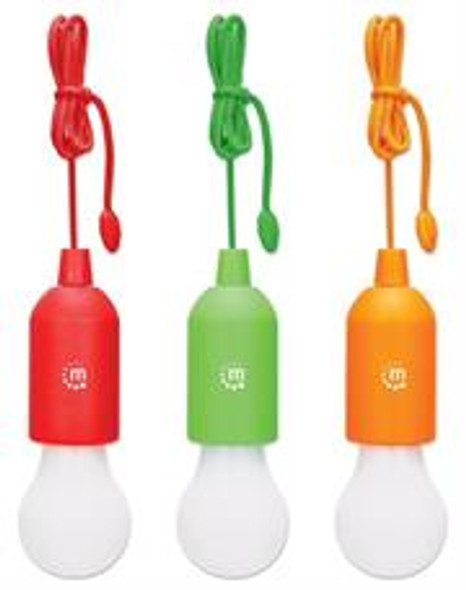 Manhattan Battery Powered Hanging LED Light - 3-Pack - For Indoor And Outdoor Use Without External Power Supply, Pull-Cord Design, Three-Piece Set With Red, Green And Orange Housings Retail Box 1 Year Warranty