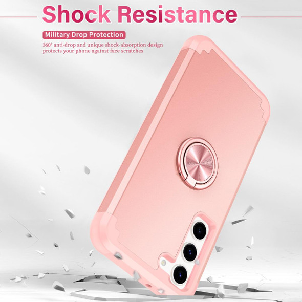 For Samsung Galaxy S23 5G L2 Rotating Ring Holder Magnetic Phone Case(Rose Gold)