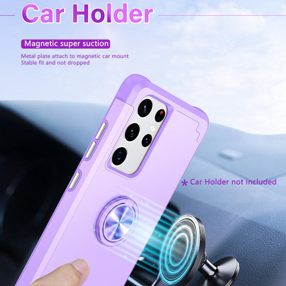 For Samsung Galaxy S21 Ultra 5G L2 Rotating Ring Holder Magnetic Phone Case(Light Purple)