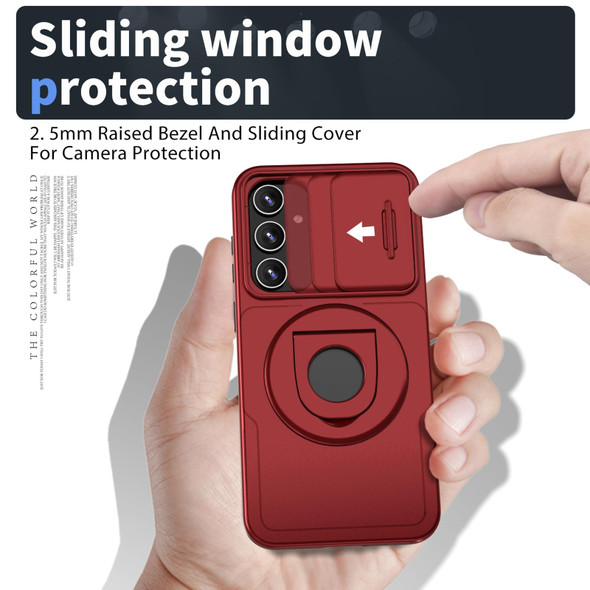 For Samsung Galaxy S22+ 5G Camshield MagSafe Ring Holder Armor Phone Case(Red)