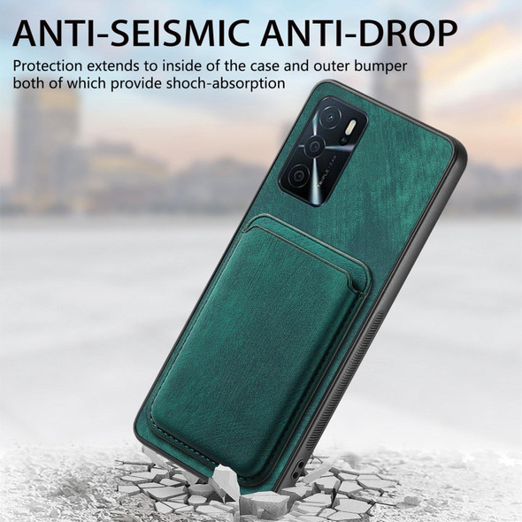 For OPPO A16 Retro Leather Card Bag Magnetic Phone Case(Green)