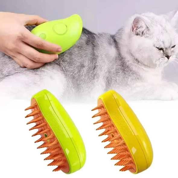 Mango Pet Electrical Spray Massage Comb Hair Removal Cleaning Grooming Brush For Cats And Dogs(Yellow)