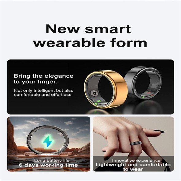 R02 SIZE 11 Smart Ring, Support Heart Rate / Blood Oxygen / Sleep Monitoring / Multiple Sports Modes(Black)