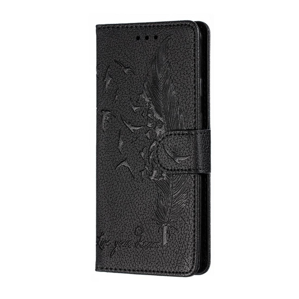 Feather Pattern Litchi Texture Horizontal Flip Leatherette Case with Wallet & Holder & Card Slots - Google Pixel 3(Black)