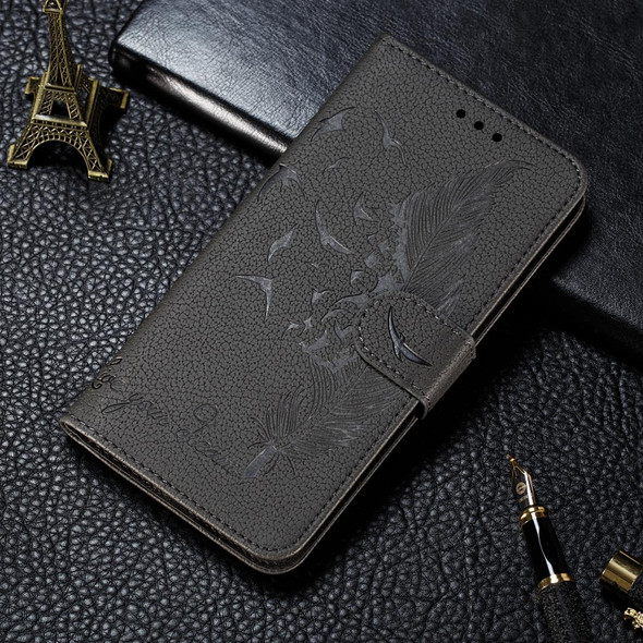 Feather Pattern Litchi Texture Horizontal Flip Leatherette Case with Wallet & Holder & Card Slots - Google Pixel 3 XL(Gray)