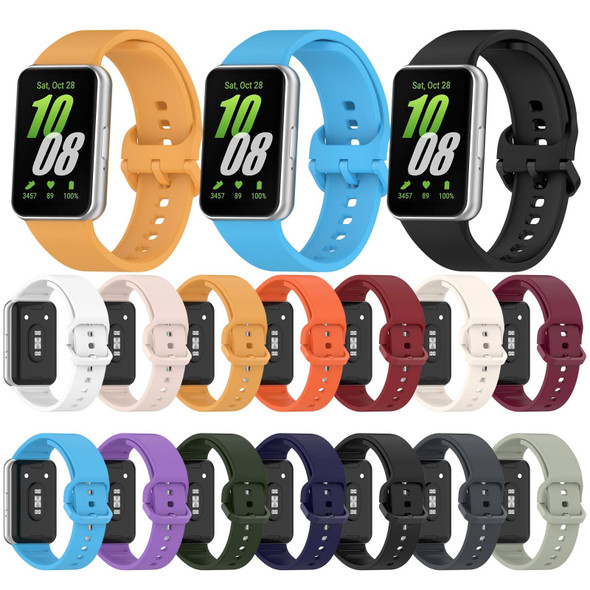 For Samsung Galaxy Fit 3 SM-R390 Solid Color Buckle Silicone Watch Band(Gray Green)