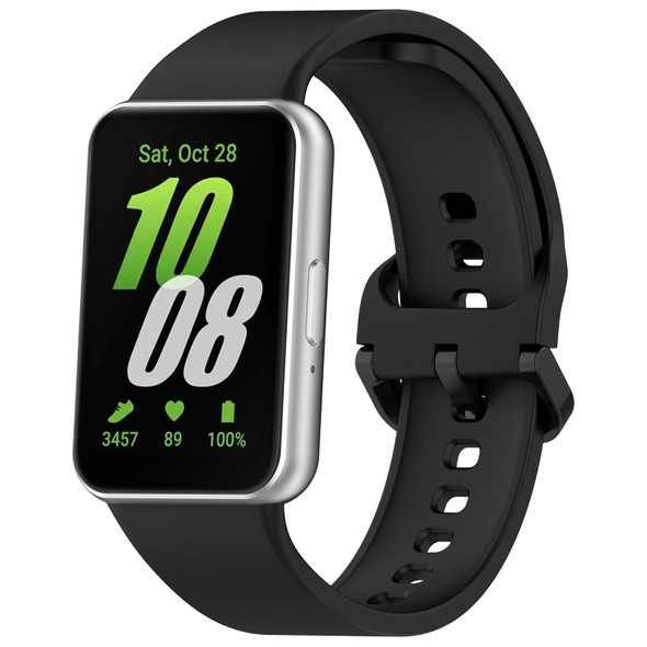 For Samsung Galaxy Fit 3 SM-R390 Solid Color Buckle Silicone Watch Band(Black)