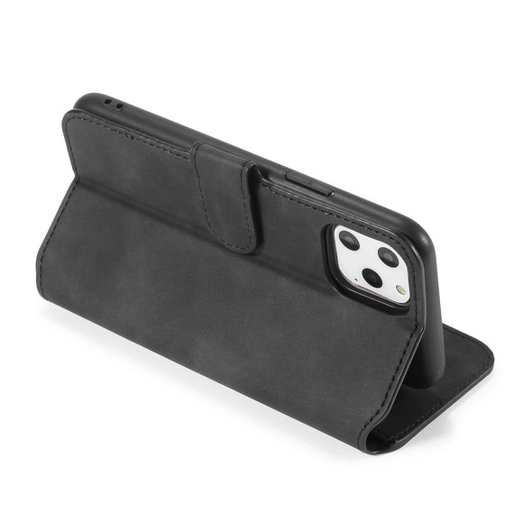 DG.MING Retro Oil Side Horizontal Flip Case with Holder & Card Slots & Wallet for iPhone 11 Pro Max(Black)