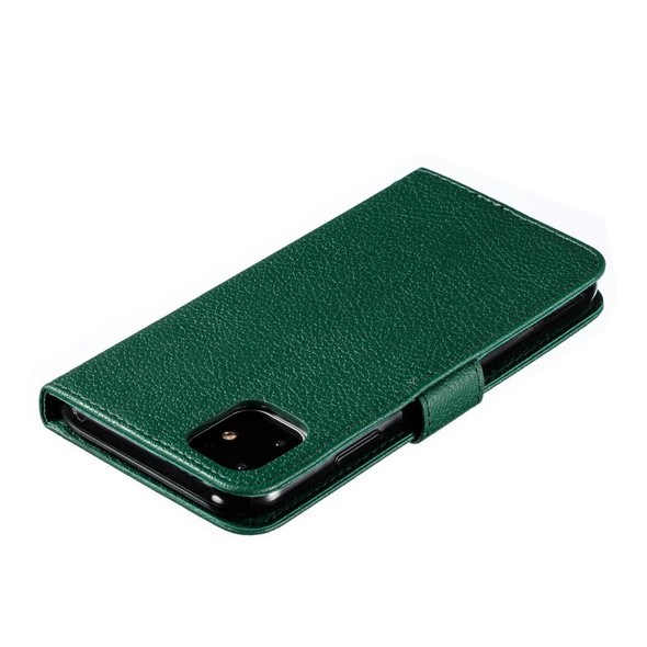 Feather Pattern Litchi Texture Horizontal Flip Leatherette Case with Wallet & Holder & Card Slots - iPhone 11(Green)