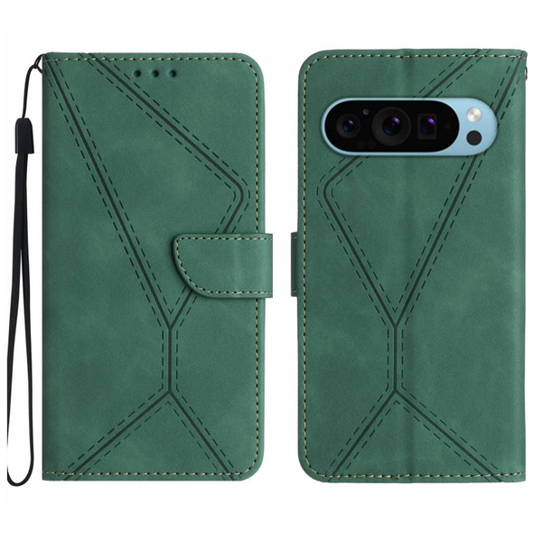 For Google Pixel 9 Pro Stitching Embossed Leather Phone Case(Green)