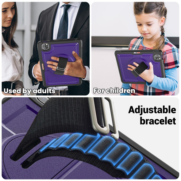 For iPad Air 2022 10.9 / Pro 11 2022 Honeycomb Hand Grip Turntable Stand Tablet Case(Purple)