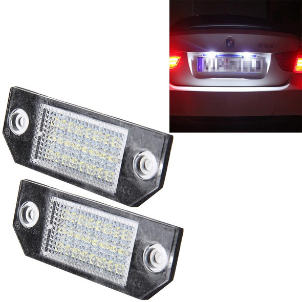 2 PCS License Plate Light with 24  SMD-3528 Lamps - Ford Focus,2W 120LM,6000K, DC12V(White Light)