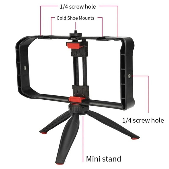 JMARY MT-33 Phone Stand Tripod ABS Video Recording Vlog Mobile Phone Rig Cage