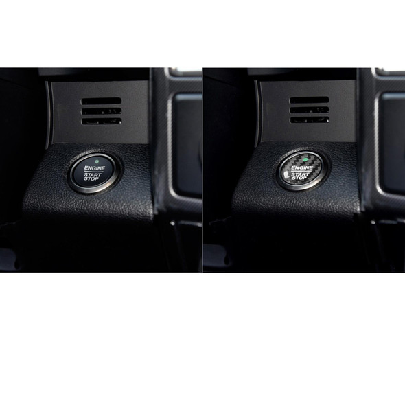 Car Carbon Fiber Engine Start Button Decorative Cover Trim - Ford Focus 2019 (Black)