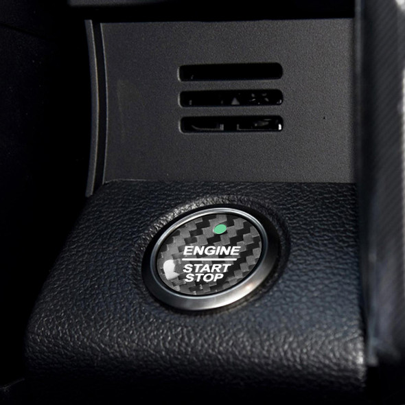 Car Carbon Fiber Engine Start Button Decorative Cover Trim - Ford Focus 2019 (Black)