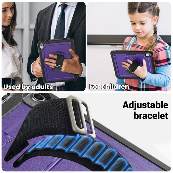 For iPad 10th Gen 10.9 2022 Honeycomb Hand Grip Turntable Stand Tablet Case(Purple)