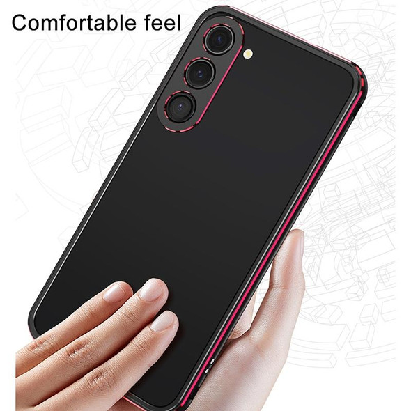 For Samsung Galaxy S23 FE 5G Aurora Series Lens Protector + Metal Frame Phone Case(Black Red)