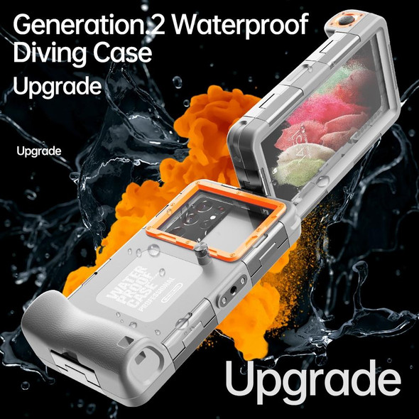 Diving Shell Gen2 Upgrade IP68 Waterproof Phone Case(Grey Orange)