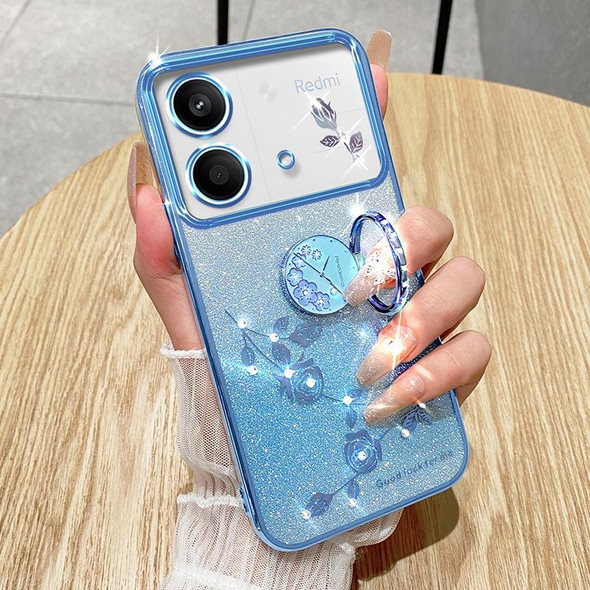 For Xiaomi Redmi Note 13R Pro Gradient Glitter Immortal Flower Ring All-inclusive Phone Case(Purple)