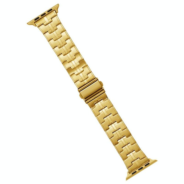 For Apple Watch 42mm Stainless Steel Watch Band(Gold)
