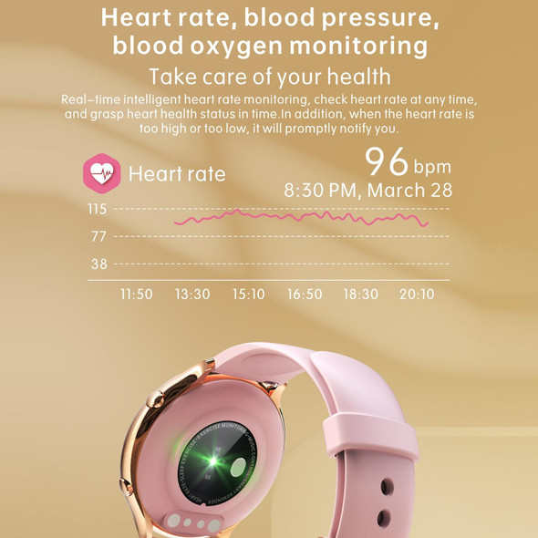 DM05 1.28 inch BT5.0 Smart Sport Watch, Support Sleep / Blood Oxygen / Temperature / Heart Rate / Blood Pressure Health Monitor(Pink)