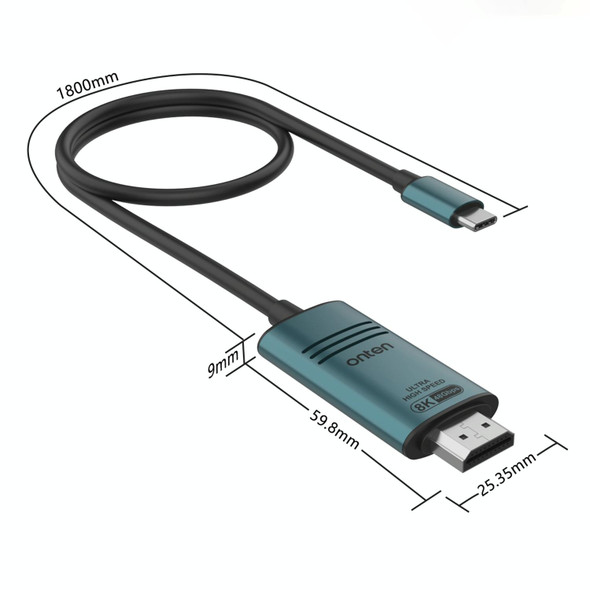 Onten UC982 8K 60Hz USB-C / Type-C to HDMI Video HD Conversion Cable(Pine Green)