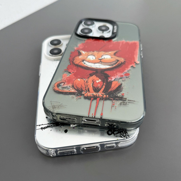 For iPhone XS Max Dual-sided IMD Animal Graffiti TPU + PC Phone Case(Stunned Cat)