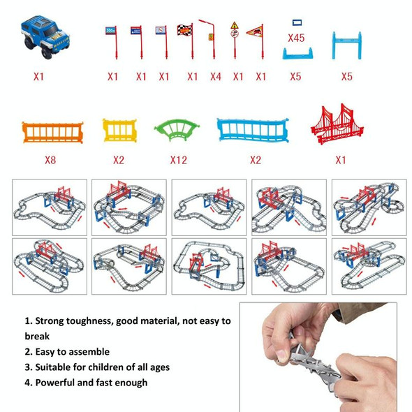 Rail Car Toy Set Assembled Electric Rail Toys With a Racing Car