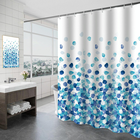 100x200cm Home Thickened Waterproof Shower Curtain Polyester Fabric Bathroom Curtain(Blue Petal)