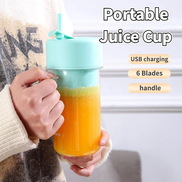 420ml 6 Blades Straw Juice Cup USB Charging Portable Fruit Juicer Smoothie Maker(Pink)