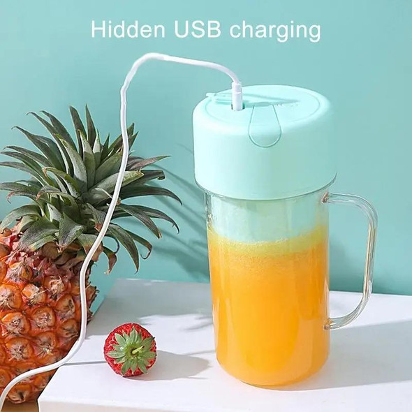 420ml 6 Blades Straw Juice Cup USB Charging Portable Fruit Juicer Smoothie Maker(Green)