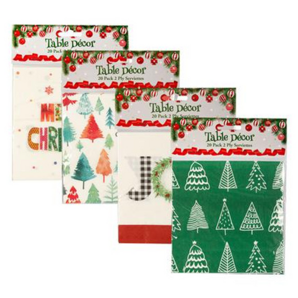 Xmas Table Decor Serviettes 2ply Pk-20