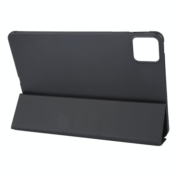 For Xiaomi Pad 6S Pro 12.4 Tri-fold Silicone Leather Tablet Case(Black)
