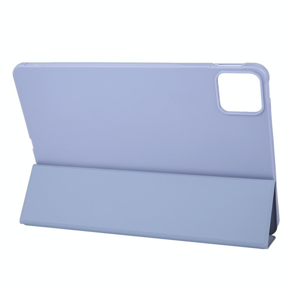 For Xiaomi Pad 6S Pro 12.4 Tri-fold Silicone Leather Tablet Case(Lavender)